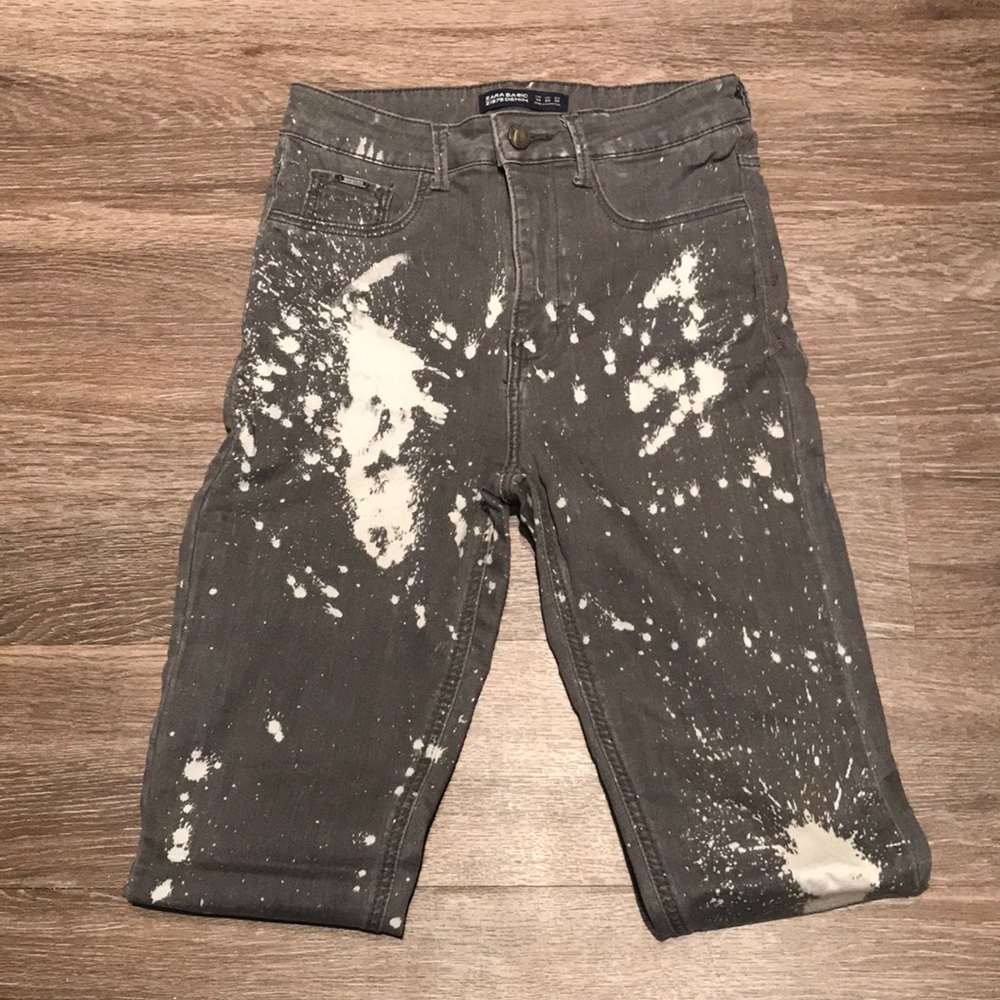 Zara Grey Bleach Splatter Jeans SZ 6
